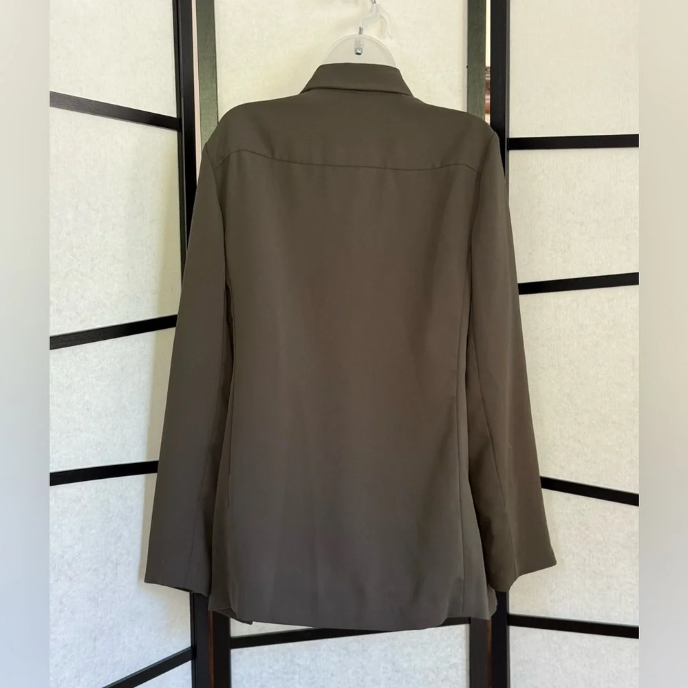 Yansi Fugel Olive Green Microfiber Jacket / Shacket ~ Button Front ~ Size XL